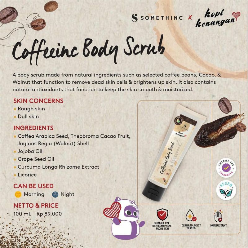 Somethinc x Kopi Kenangan Coffeinc body Scrub dan Coffeinc Lip Scrub