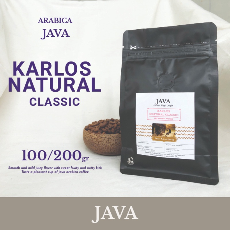 

Arabica Java Karlos Natural Classic Kopi Bean, Bubuk 100-200gr