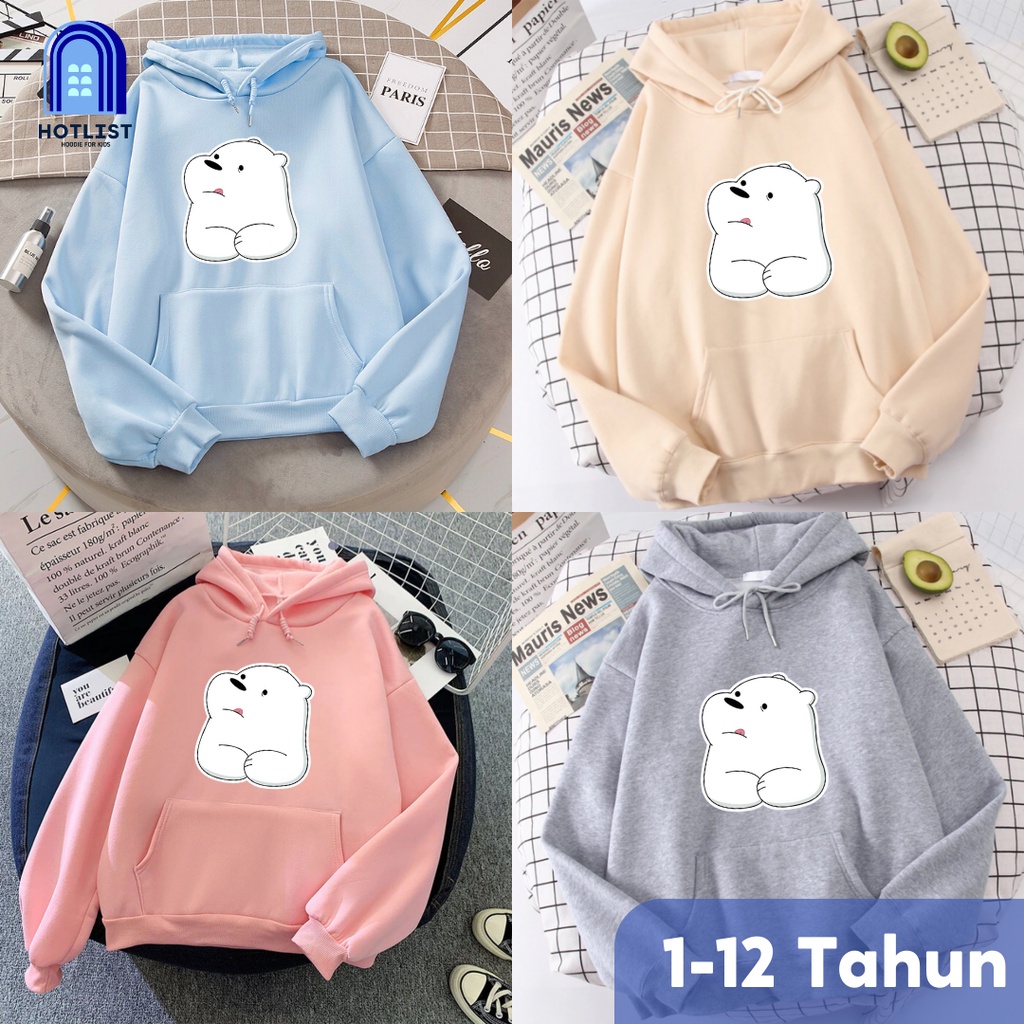 Jaket Jacket Hoodie Sweater Anak Perempuan Cewek Lucu Motif Gambar Animasi Bears Lucu Imut Branded K