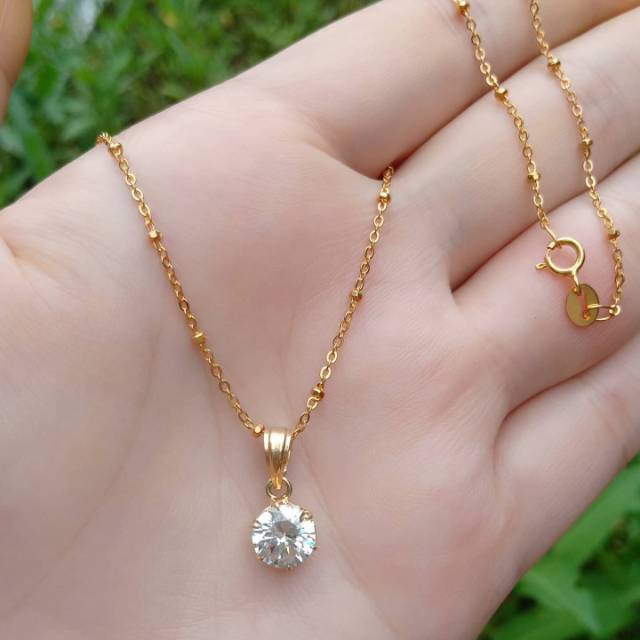 Kalung jedar + liontin daisy solitaire mp S925 / perhiasan perak 925 berlapis emas