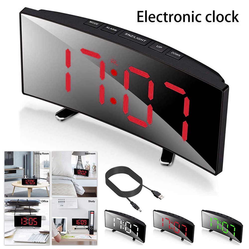 Jam Meja Digital Led Weker Alarm Clock Mirror DS-6507 RED