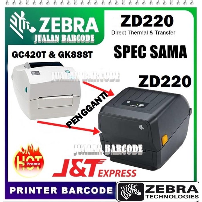 Jual PRINTER BARCODE ZEBRA ZD220T ZD 220 LABEL THERMAL RESI PENGIRIMAN
