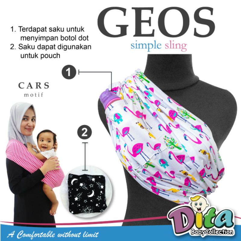 BEST SELLER Geos Simple Sling , Gendongan Bayi , Gendongan Kaos , Geos Baby