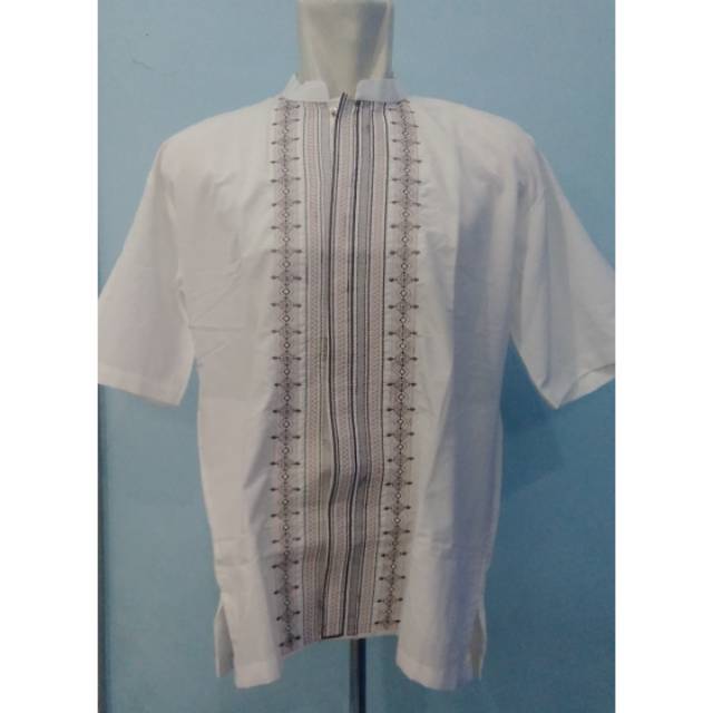 Koko putih bermotif warna lengan pendek Erlita