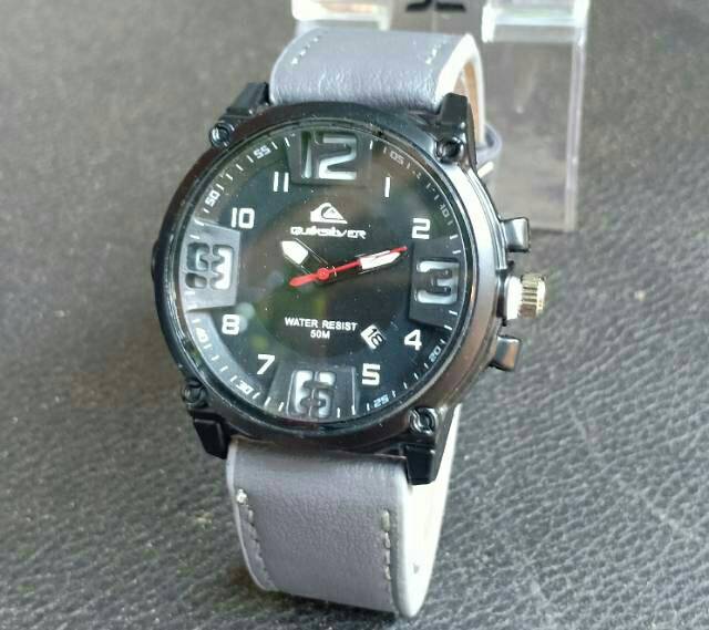 Jam Tangan Pria Sporty Quicksilver Tanggal Aktif Strap Kulit