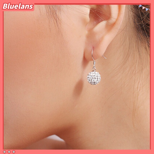 Bluelans Anting Kait Gantung Lapis Silver Hias Kristal Keramik Untuk Wanita