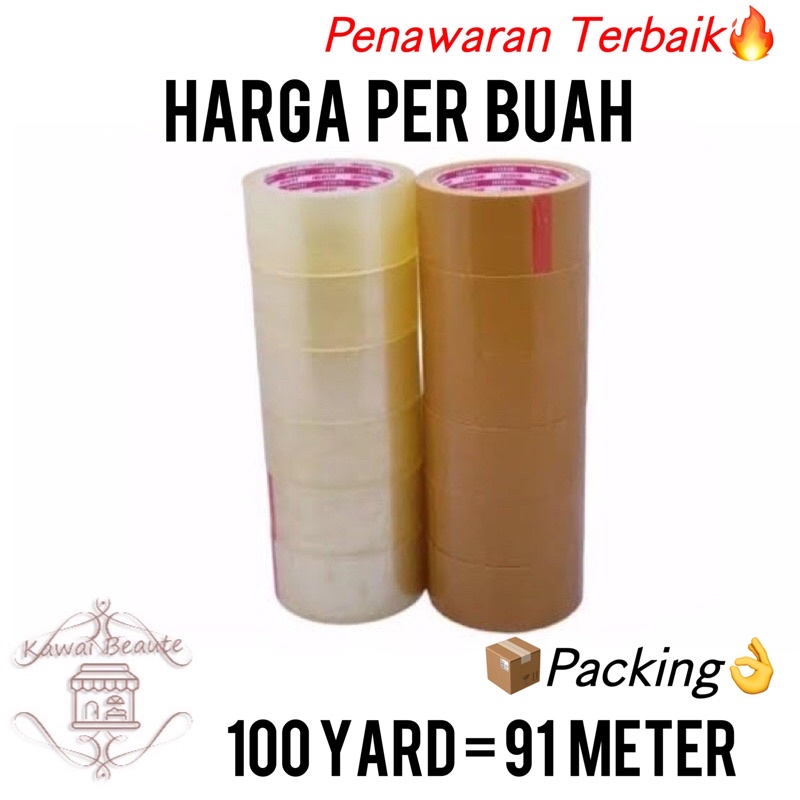 Lakban StarTape 100Yard/ Isolasi Bening &amp; Coklat Packing Dus Paket