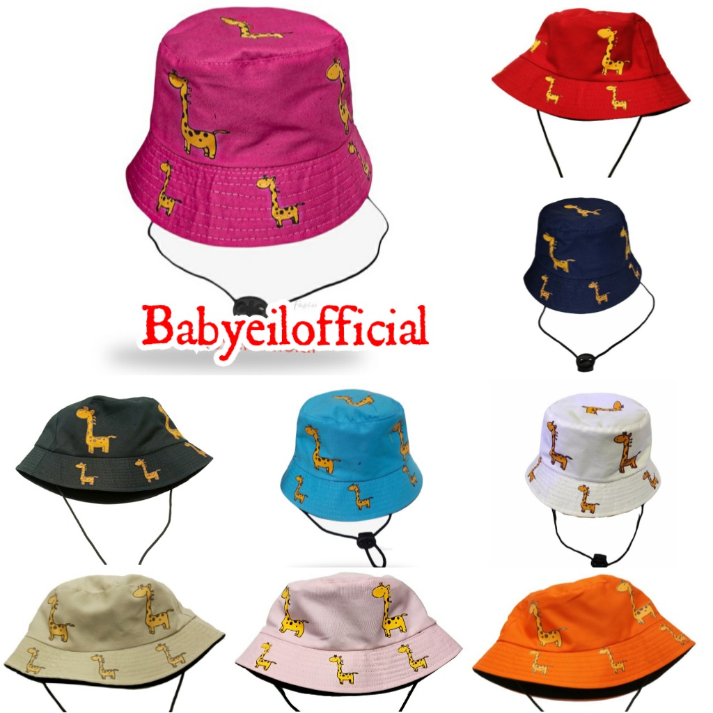 Bucket sablon jerapah bucket hat anak tali