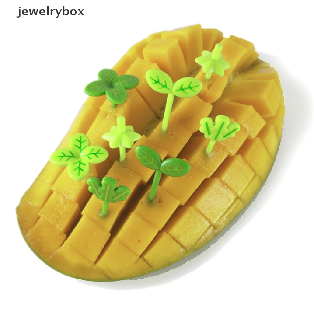 (jewelrybox) 8pcs Garpu Buah / Kue / Salad / Bento Bentuk Daun Untuk Anak