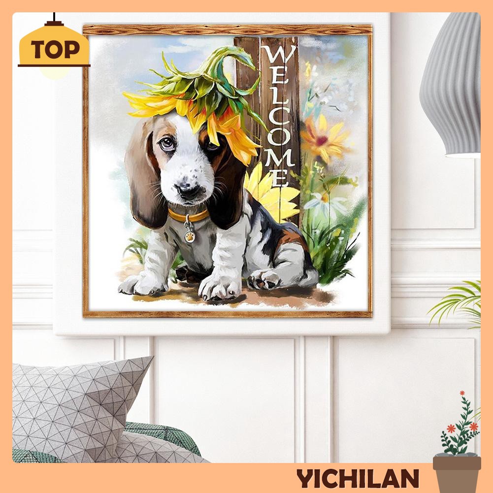 Yichi Lukisan Diamond 5d Diy Gambar Anjing Lucu Untuk Dekorasi
