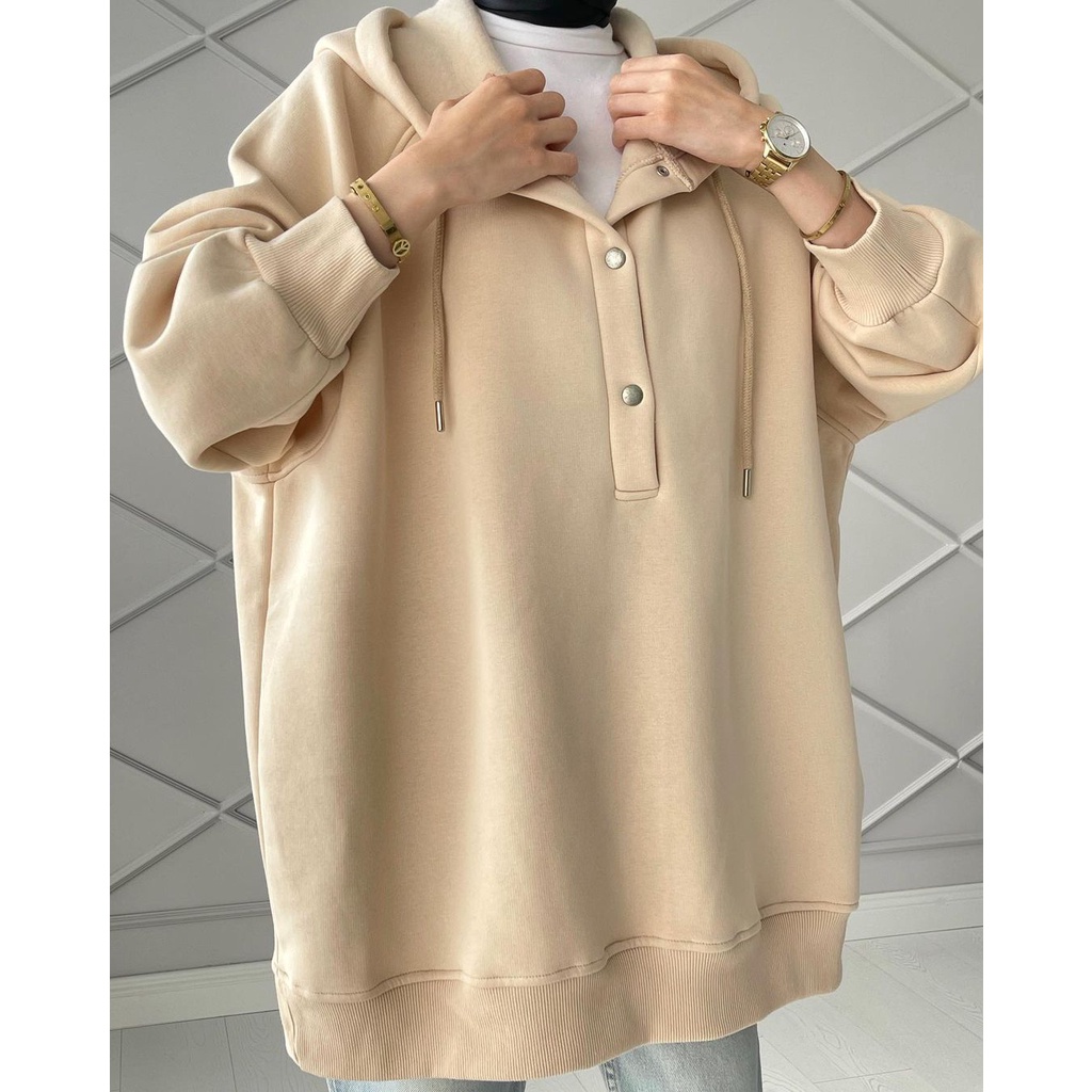 SWEATER HOODIE OVERISIZE / PLAKET HOODIE SWEATER WANITA / HOODIE OVERSIZE