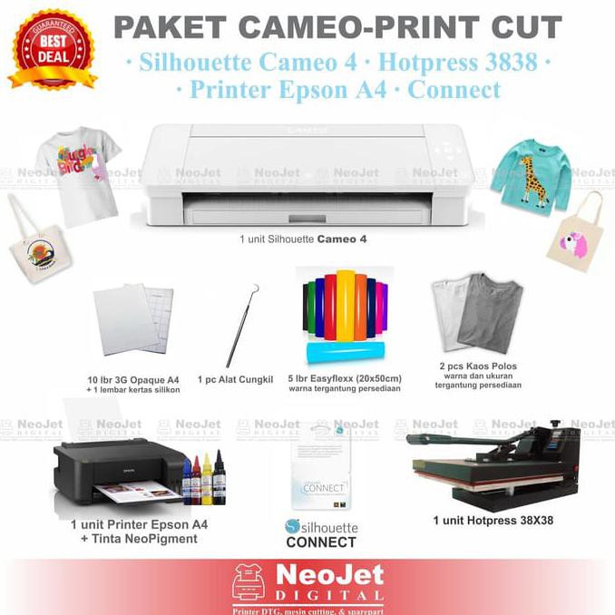 Buruan Serbu] Paket Mesin Sablon Digital Custom Distro Mini Cameo Connect Print Cut