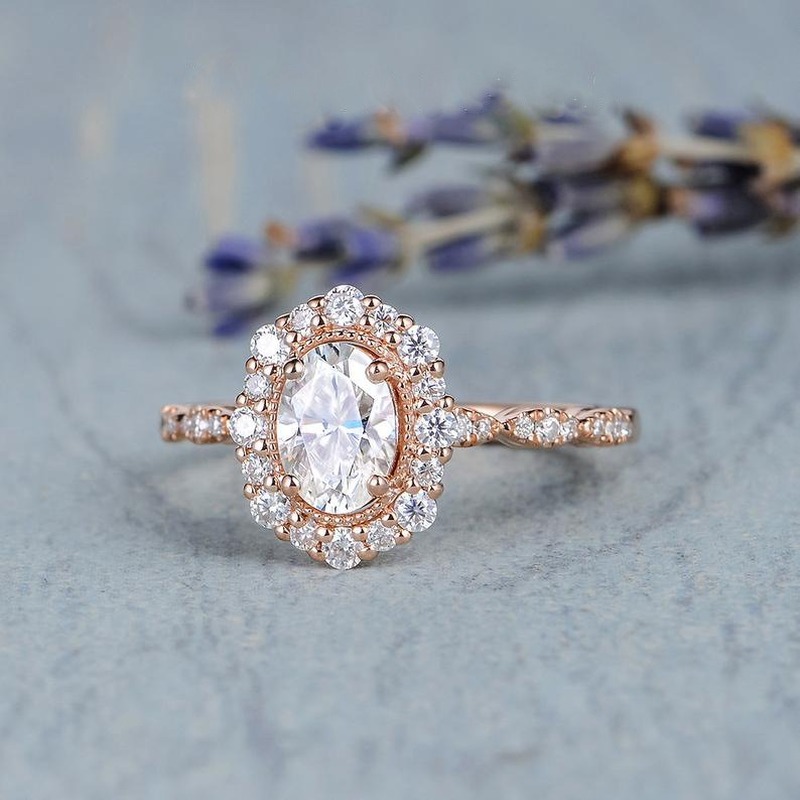 Cincin Moissanite Mewah Untuk Wanita