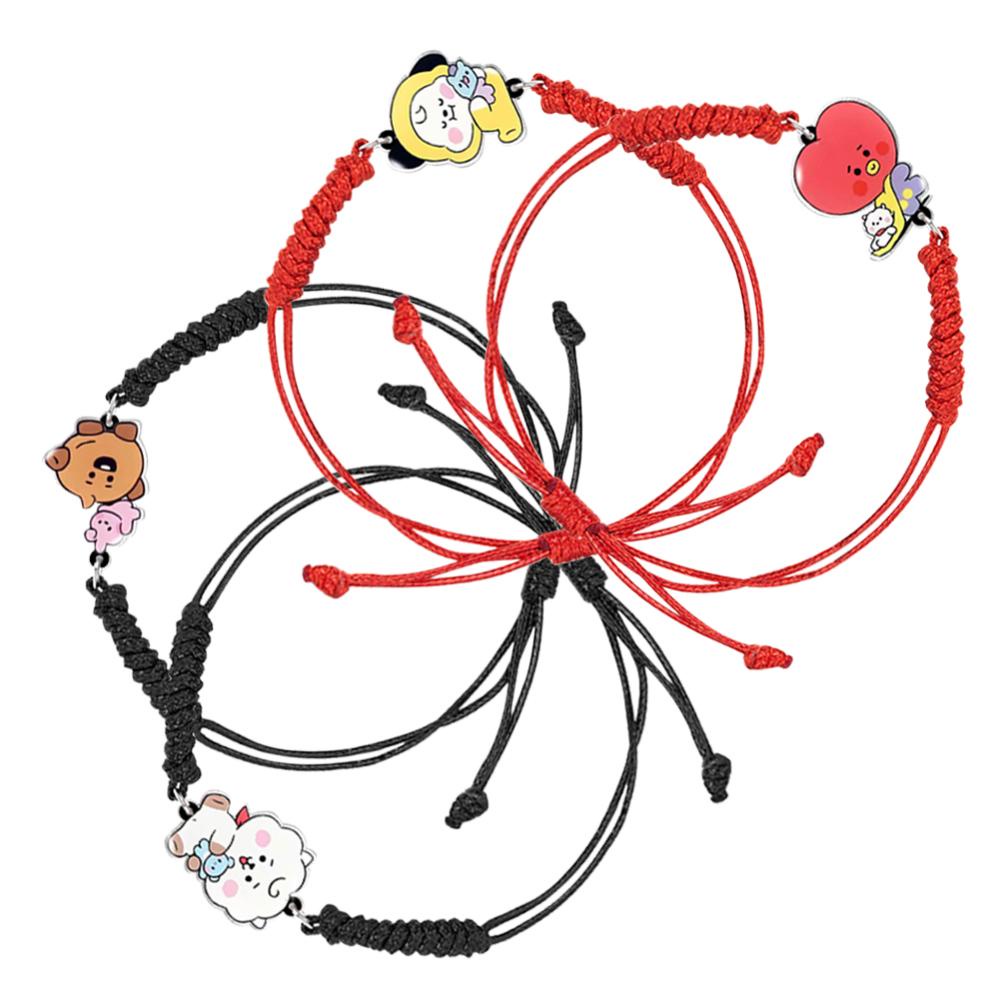 Timekey BTS BT21 Gelang Tangan Tali Merahhitam Handmade Unik Untuk Pasanganpriawanita L2O1