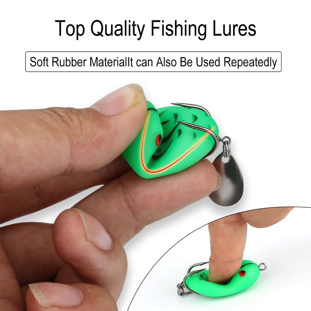 Umpan Pancing Fishinig Lure New Sequin Frog Umpan Pancing Soft Fishing Lure 4.5cm/7g Lembut Bionik Katak Kodok Tiruan Kait Ganda Simulasi Putar Tubuh Berongga Palsu Umpan Casting Atas Air Alat Fishing Hook