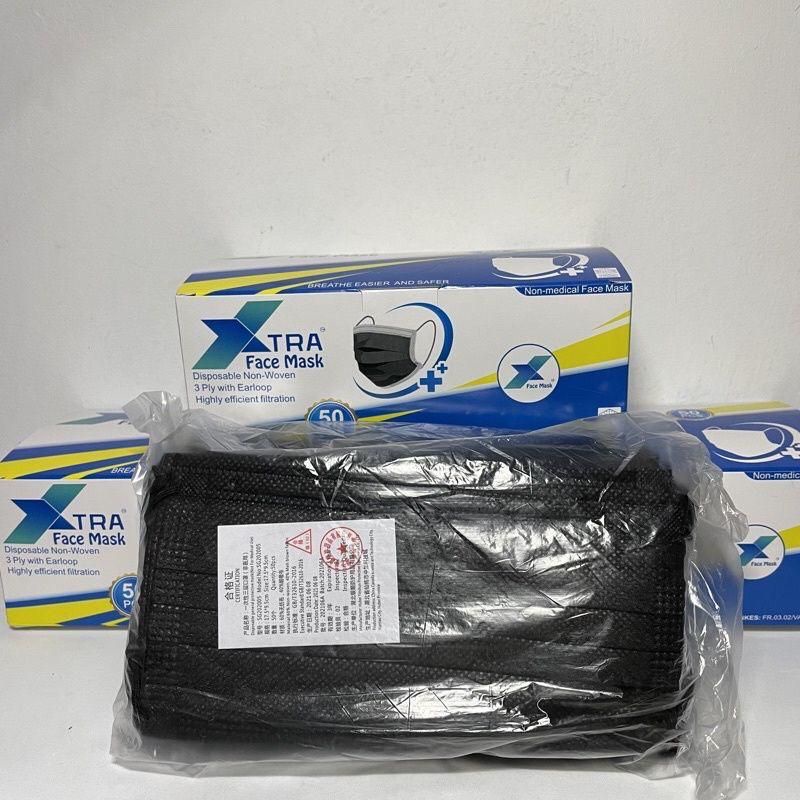 MASKER 3PLY HITAM POLOS ISI 50PC MASKER 3 PLY Disposable Mask HITAM