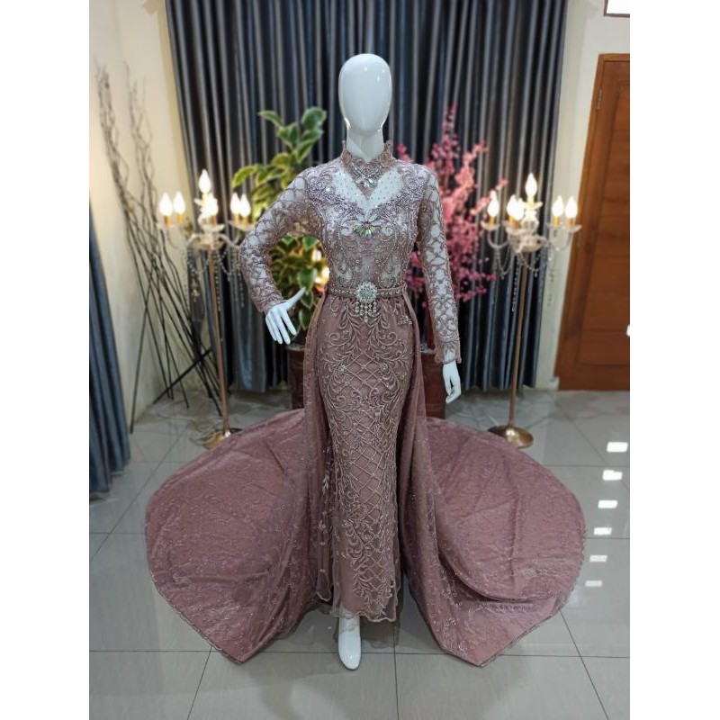 Gaun pengantin akad kebaya langsung konveksi pilihan warna