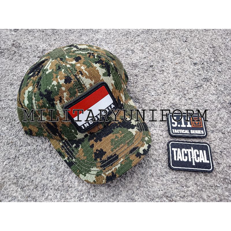 TOPI ARMY VELCRO LINUD + EMBLEM KARET