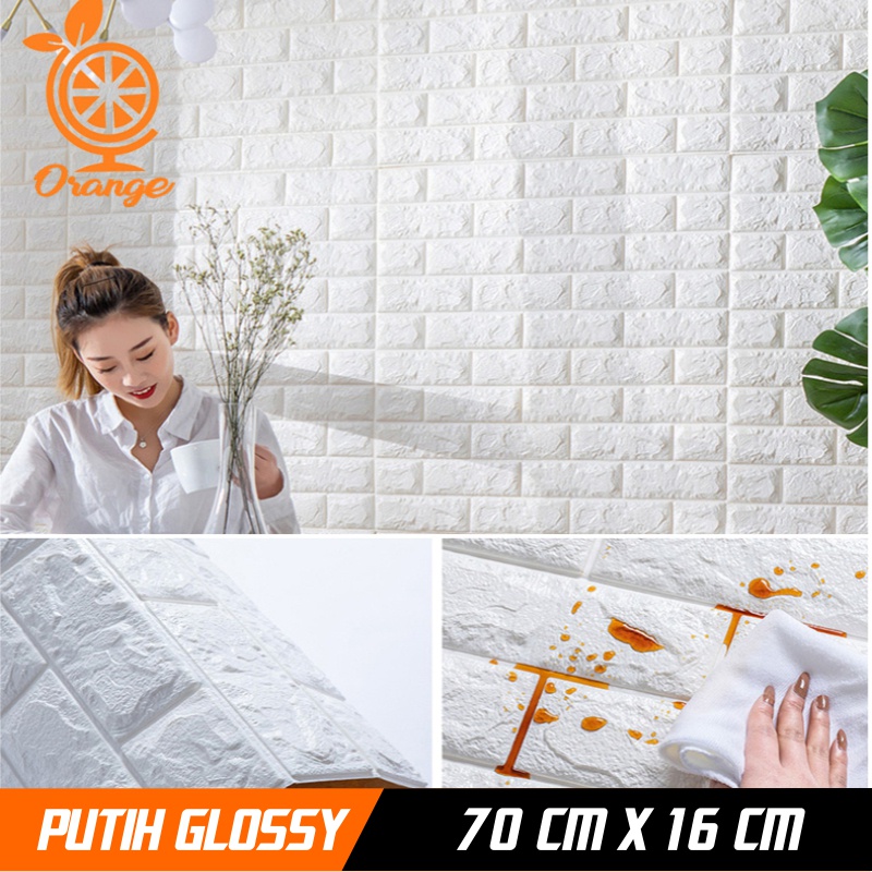 Wallpaper dinding 3D putih wallpaper Foam timbul Brickfoam stiker dinding 3D foam bata putih