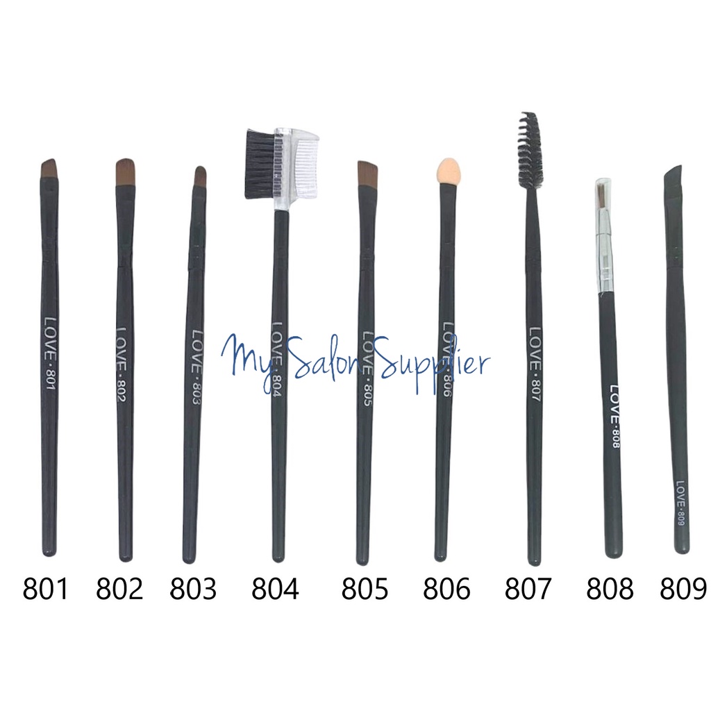 Kuas Make Up Brush Love 801 - 809 utk Sikat Alis Mata Eyebrow Brush / Eye Shadow / Lipstick / Eyelash Bulu Mata Mascara Maskara / Highlight Shading Brush