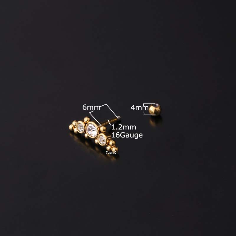 1pc Anting Tindik Tulang Rawan Telinga Bahan Stainless Steel 16gauge Gold Silver