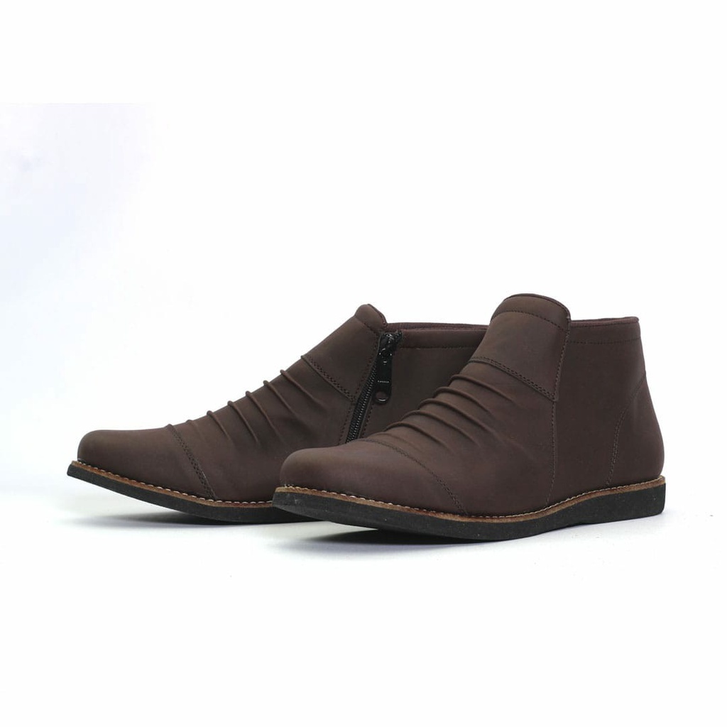 Sepatu Casual Sneakers Pria Pantofel Hitam Kulit Syntec Kerja Kantor Eigth Wringkle T202