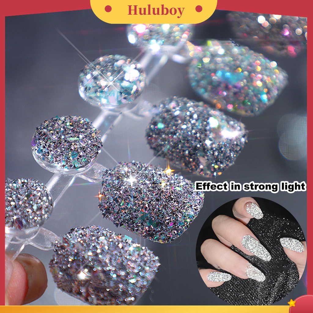 Huluboy Huluboy♡ Bubuk Glitter Reflektif Ekstrak Alami Saturation Tinggi Untuk Manicure