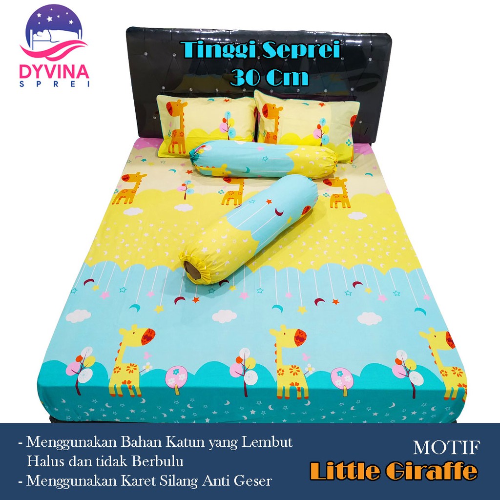 Sprei Set Katun Premium dgn Karet Anti Geser - Tinggi 30cm - Motif J