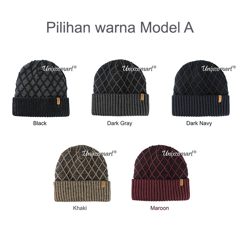 Topi Kupluk Beanie CHESS DIAMOND Topi Kupluk Dewasa Knitted Hat Bahan Rajut Tebal