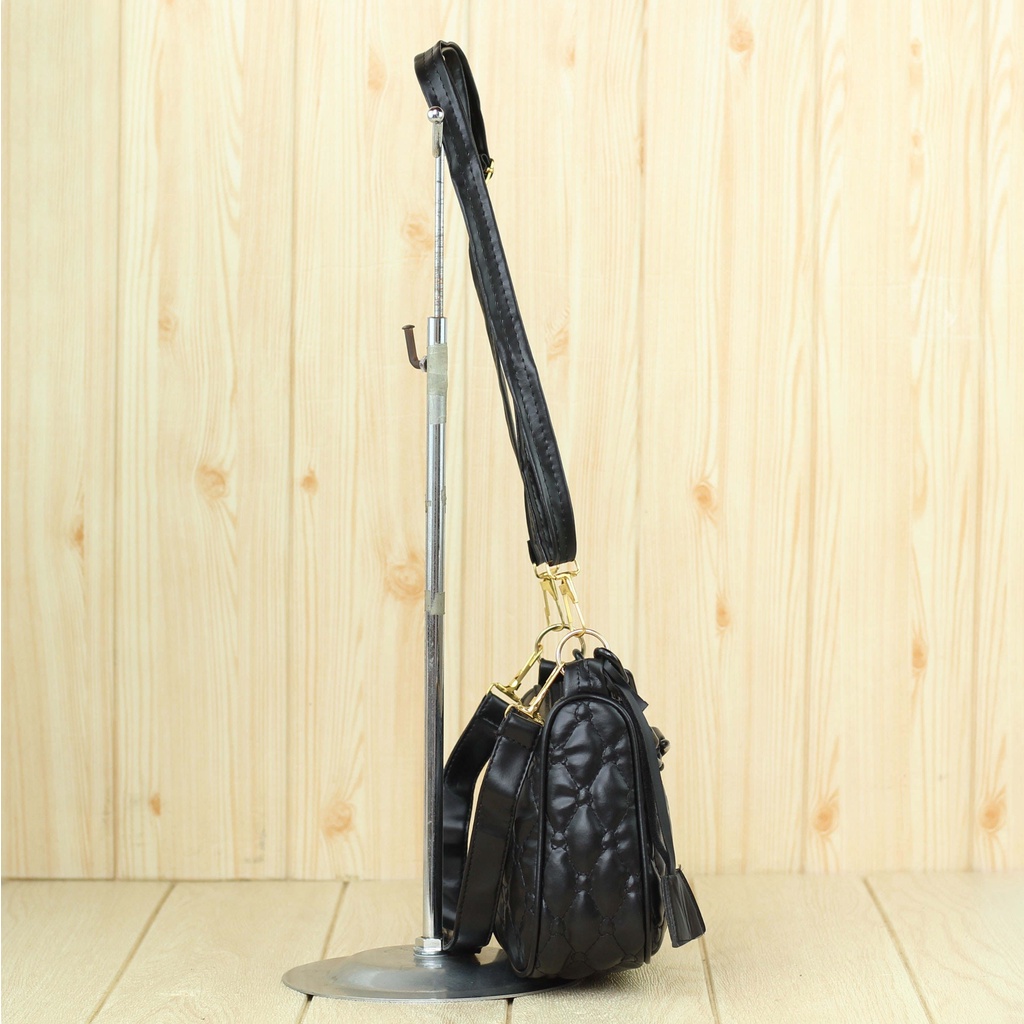 Tas Bahu Wanita Morvina Black Import Murah Terbaru Branded Shoulder Bag Rantai Korea Kekinian Tas Cewek Sling Bag Hitam