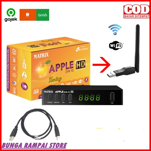 PROMO SATU PAKET KOMPLIT Set Top Box Matrix Apple Kuning DVB-T2 - STB Receiver DIGITAL