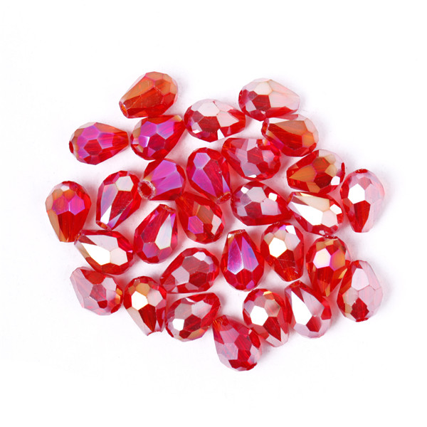 Wholesale 100pcs 8x6mm Teardrop Glass Faceted Loose Crystal Spacer Beads