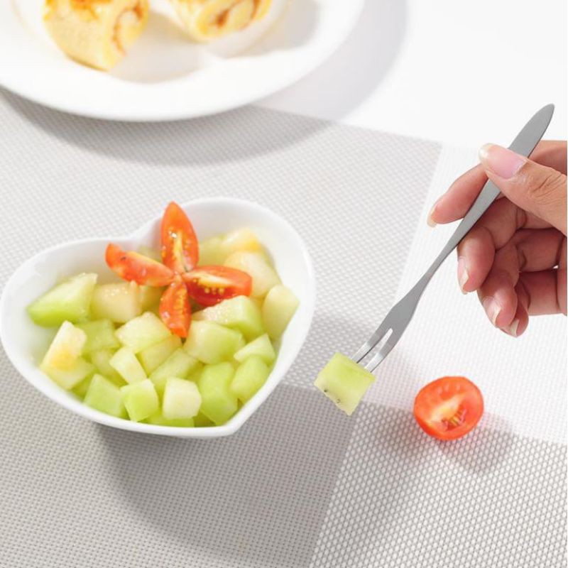 Garpu Buah Kue Kecil Dua Tusukan Stainless Steel Fruit Fork Cake