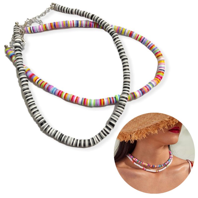 Kalung Summer Bohemian Polymer Clay Boho Style Etnik Colorful Ethnic Choker Chic