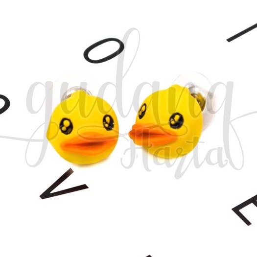 Anting Stud MIni Yellow Duck 3D Earrings Motif Bebek Kuning GH 203005