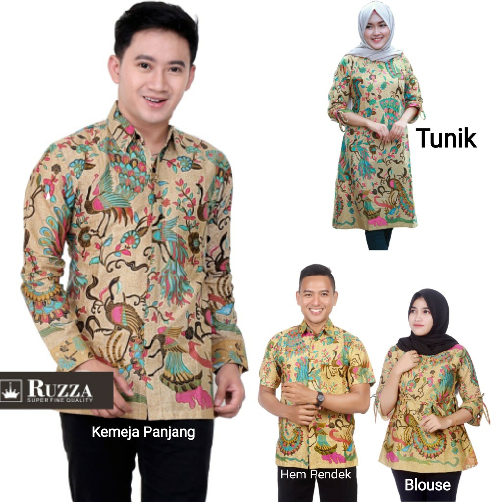 RUZZA Batik Couple Motif Kembang Langit Merak Sarimbit Keluarga Seragam Size M L XL