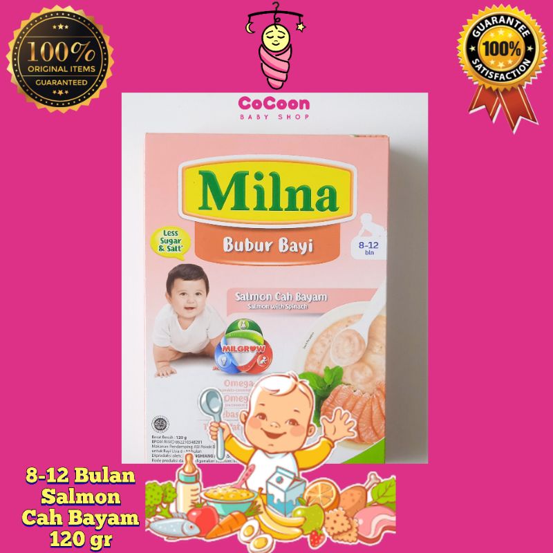 Bubur Bayi Milna Salmon Cah Bayam 8-12 Bulan 120 g 120gr