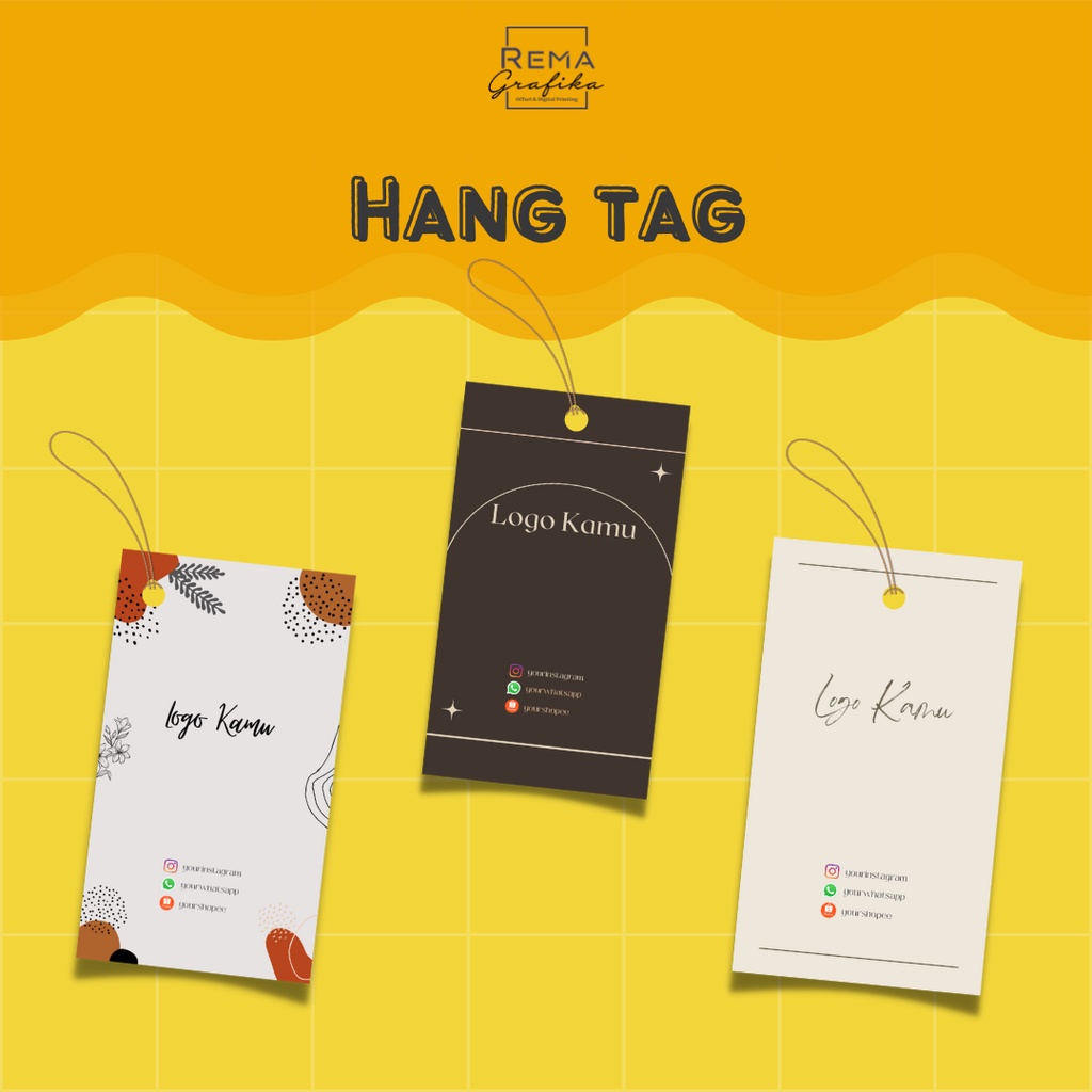 

PAKET Hang Tag Produk Label Baju | Cetak Hangtag Label Merek | Hang Tag Bebas Custom (Free Template Design)