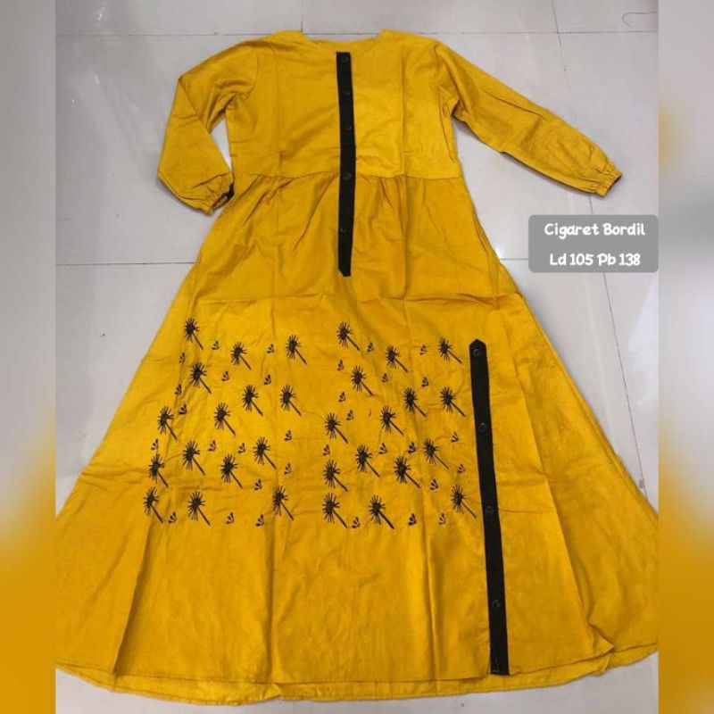 Gamis Inayah / Gamis Dannis Katun / Gamis Katun Cigaret Bordir Busui