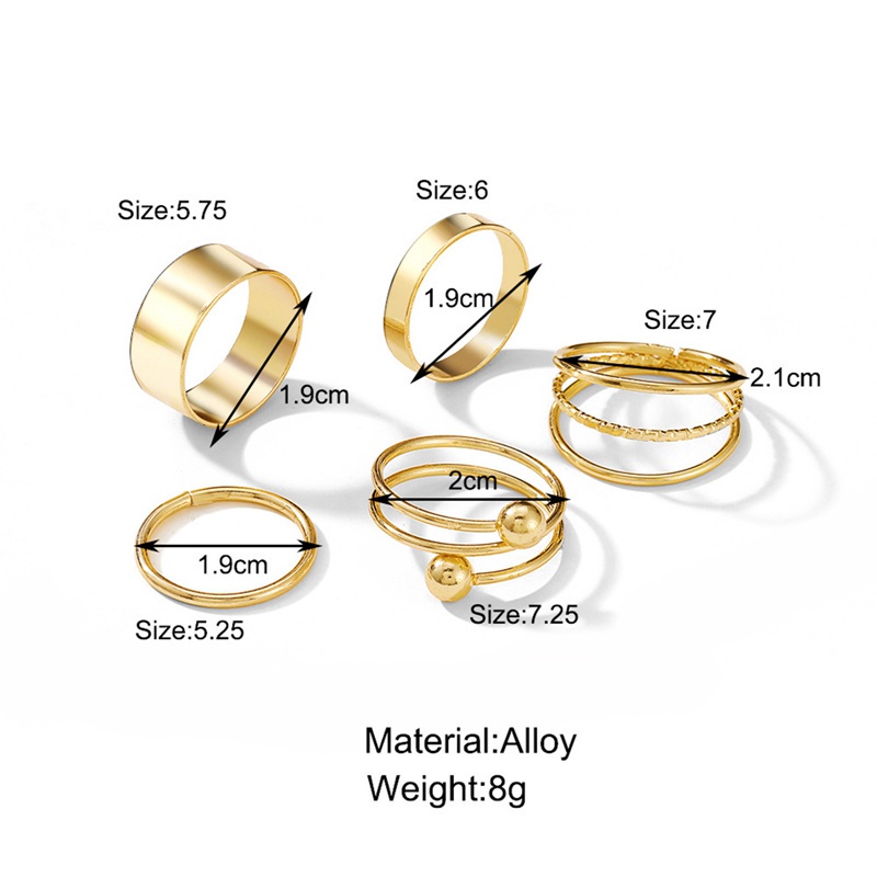 Fancyqube 5pcs Cincin Jari Telunjuk Model Terbuka Banyak Lapis Geometris Bahan Alloy Gaya Klasik Untuk Wanita