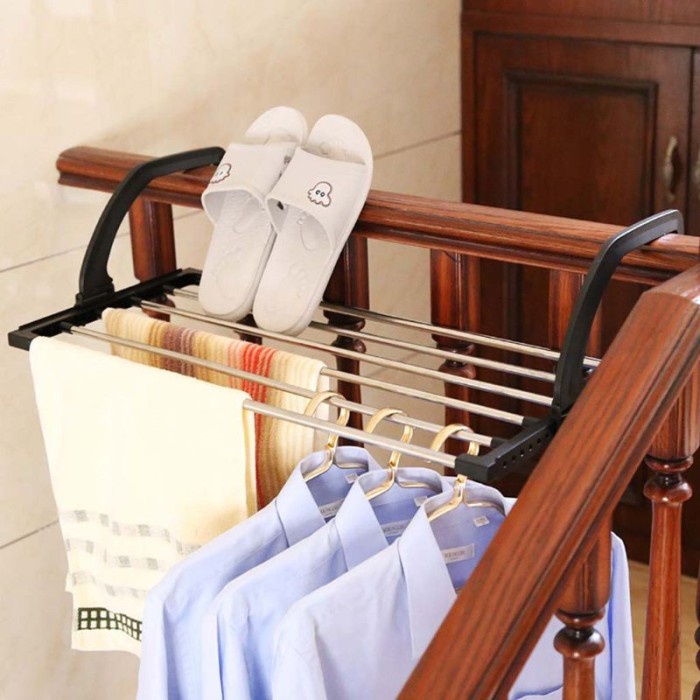 BAROKAH GAMIS Gantungan serbaguna Jemuran Baju Handuk Hanger Balkon Apartemen ORI