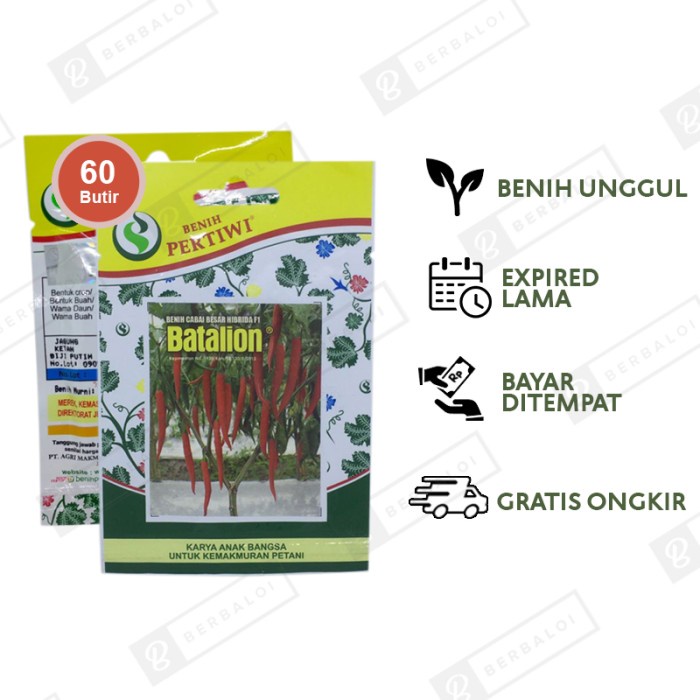 COD Batalion F1 Benih Cabai Cabe Merah Besar Hibrida Unggul 60 Butir