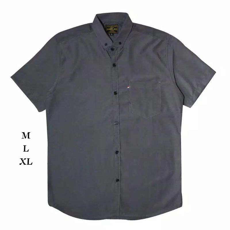 Kemeja Polos Lengan Pendek Abu Tua Original Hurley