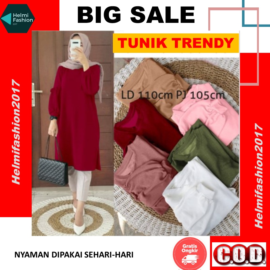 Tunik kaos import wanita Lengan Panjang baju muslim wanita terbaru 2021 kekinian Cewek Dewasa Polos 