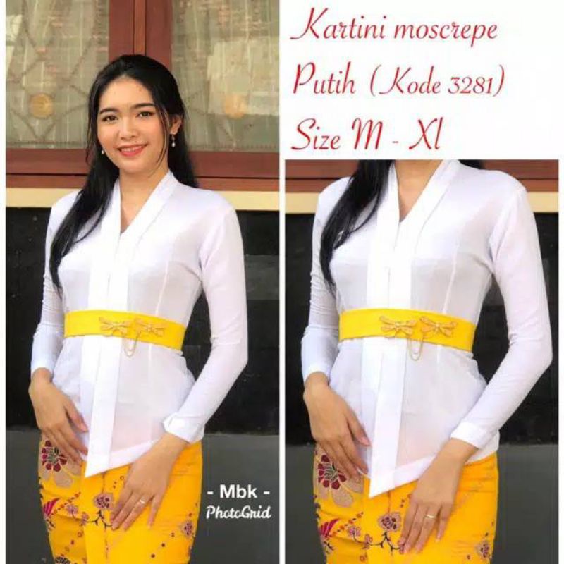 Kebaya kartini moscrepe diamond putih polos