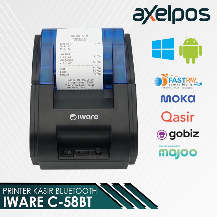 PRINTER BLUETOOTH C58BT SUPPORT PPOB DAN KASIR ANDROID FREE KERTAS