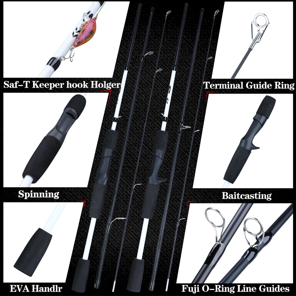 Joran Pancing 3 Bagian Spinning / Casting Fishing Rod Dengan EVA Handle Dan Carbon Body Untuk Air Tawar Joran Pancing