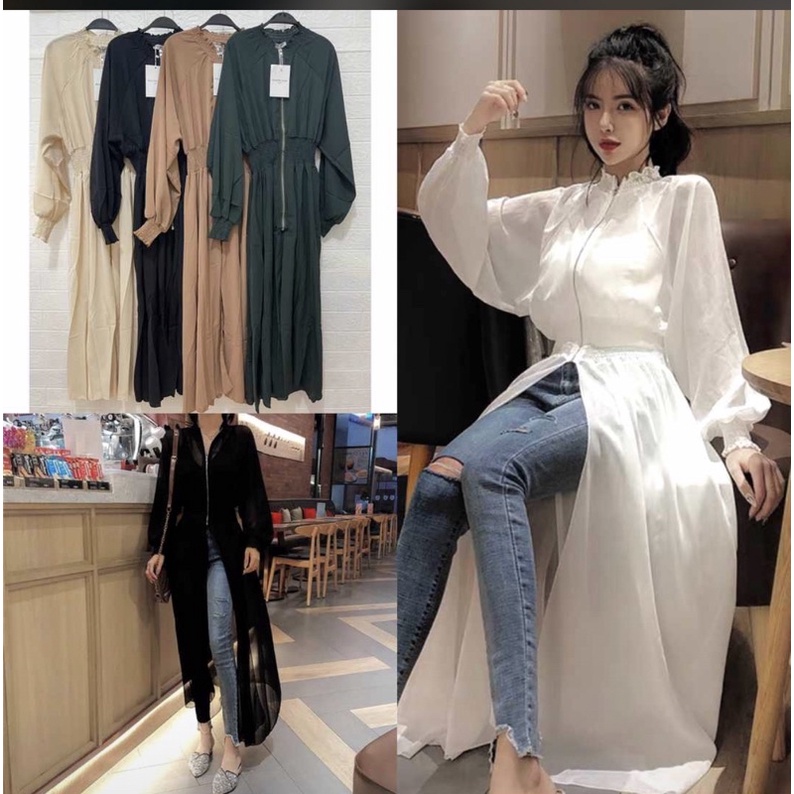 OUTER ZIPPER CHIFFON BALENCIAGA / TUNIK ADA LABEL TAG NYA (PREMIUM)