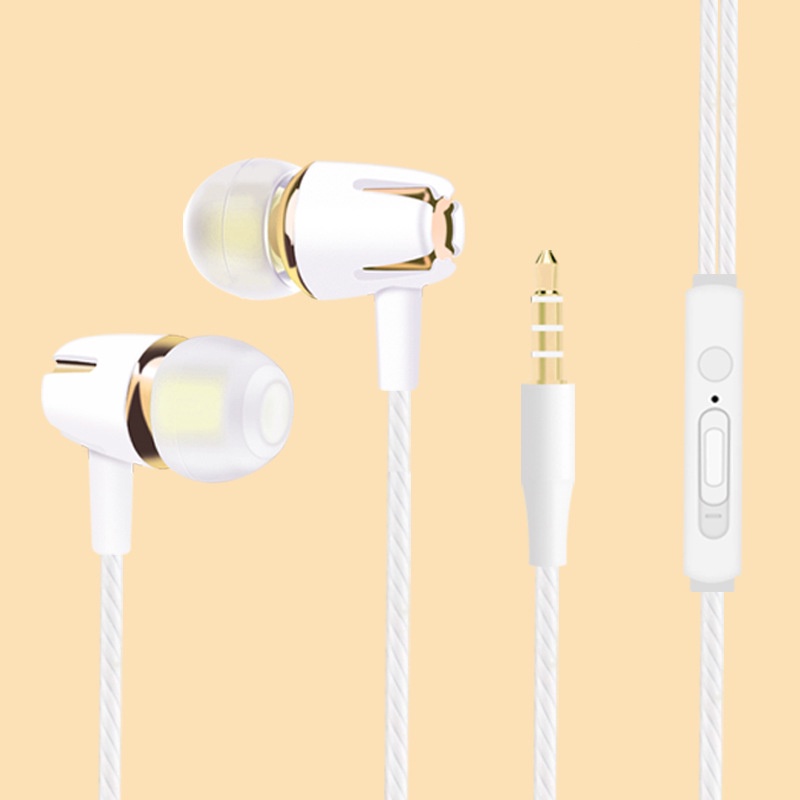 1pc Headset In-Ear Stereo Noise Canceling Universal 3.5mm Dengan Mic Untuk Huawei Xiaomi Samsung