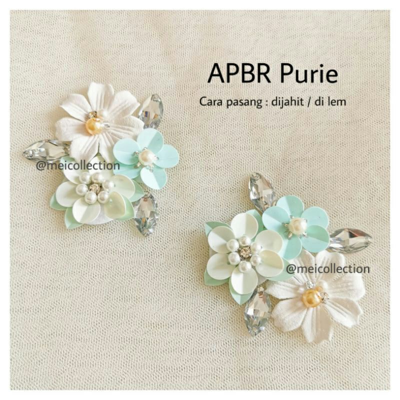 payet rangkai bunga 3d aplikasi lengan pinggang kebaya APBR Purie